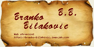 Branko Bilaković vizit kartica